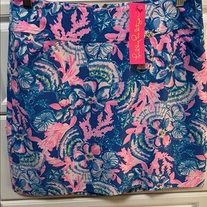 Blue Tang Sitting Seaside Lilly Pulitzer Vibrant Blue and Pink Patterned Skirt